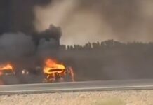 کشته شدن دو سوخت بر بلوچ با نسبت پدر و فرزندی بر اثر تصادف و آتش گرفتن خودرو در شهرستان قلعه گنج
